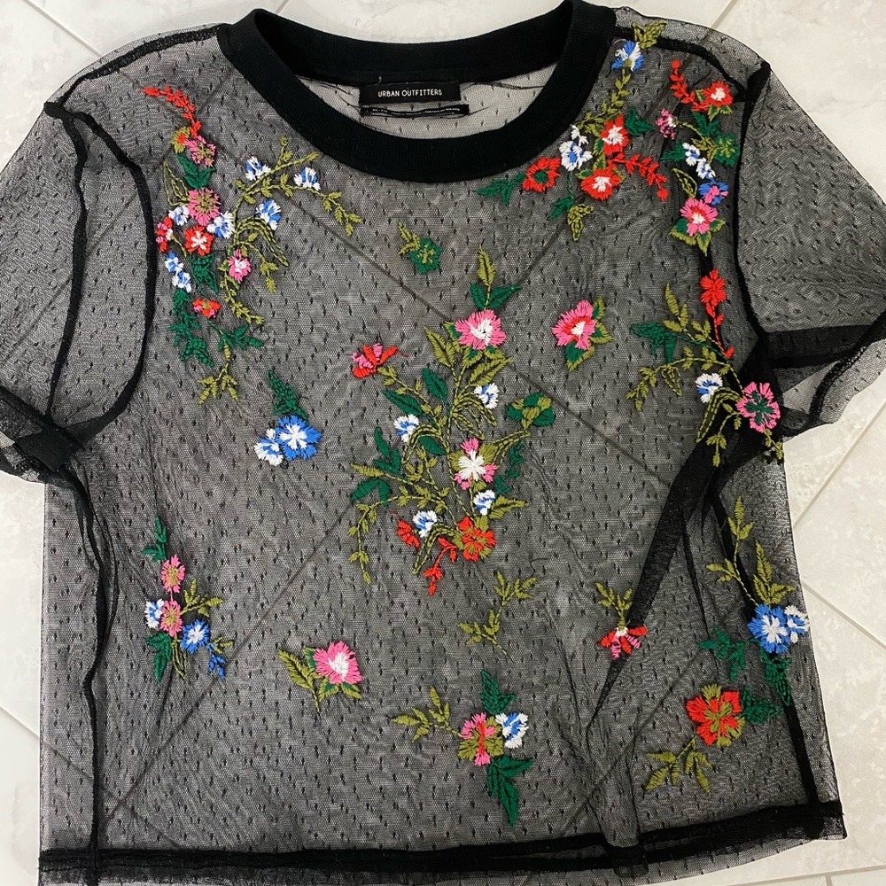 Embroidered Urban Sheer Top